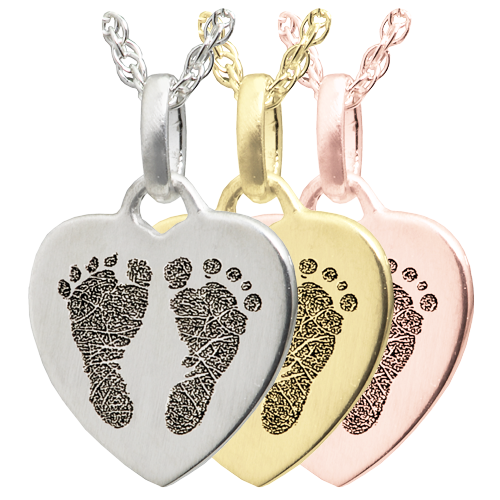 Petite Heart 2 Footprints Pendant