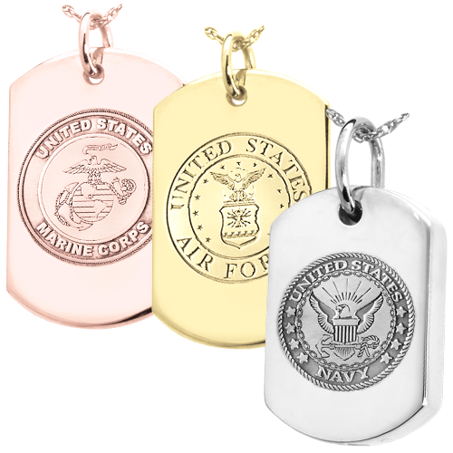 B&B Military Emblem Dog Tag Pendant