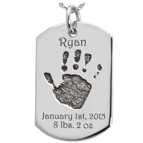 Baby Handprint on Dog Tag Flat Charm