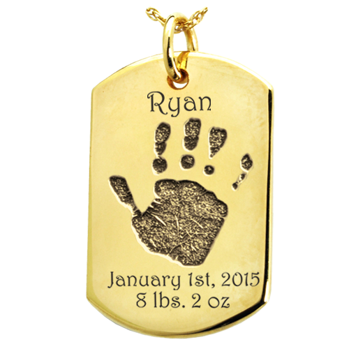 Baby Handprint on Dog Tag Flat Charm