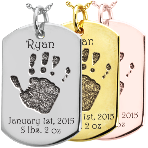 Baby Handprint on Dog Tag Flat Charm