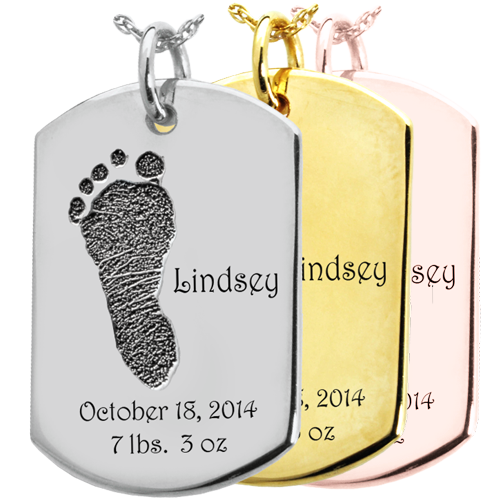 Baby Footprint on Dog Tag Flat Charm