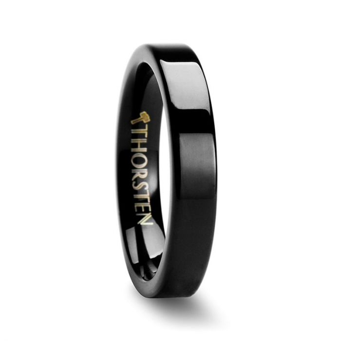 BELLONA Black Flat Tungsten Carbide Wedding Band - 4 mm - 6 mm