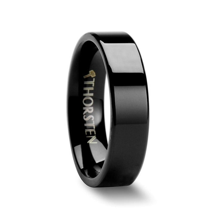 BELLONA Black Flat Tungsten Carbide Wedding Band - 4 mm - 6 mm