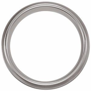 Tungsten & Sterling Silver Slightly Domed Grooved Satin Band TAR401 - 10 mm
