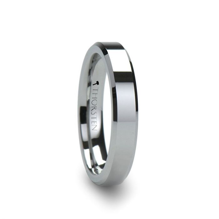 ROMA Womens Beveled Tungsten Carbide Wedding Ring - 4 mm - 6 mm