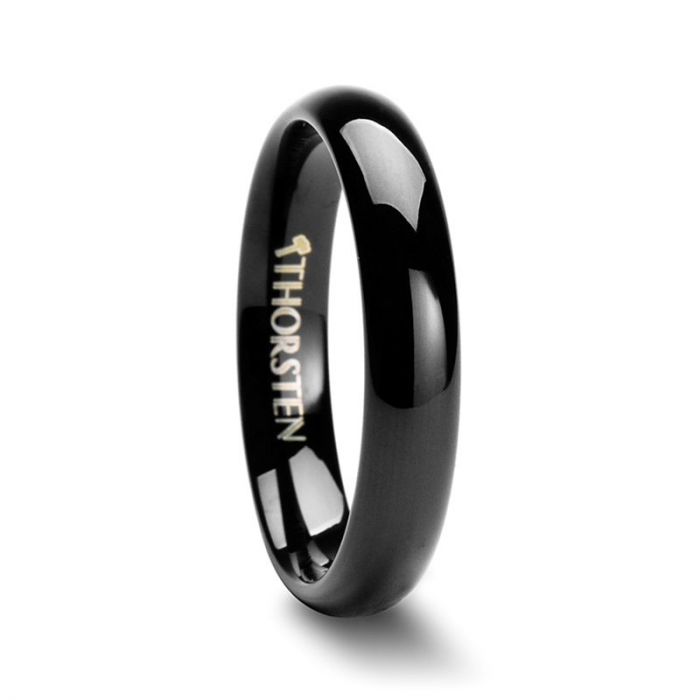 PHOEBE Domed Black Tungsten Carbide Wedding Band - 4 mm - 6 mm