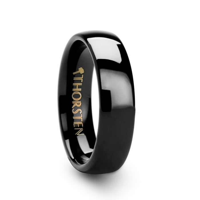 PHOEBE Domed Black Tungsten Carbide Wedding Band - 4 mm - 6 mm