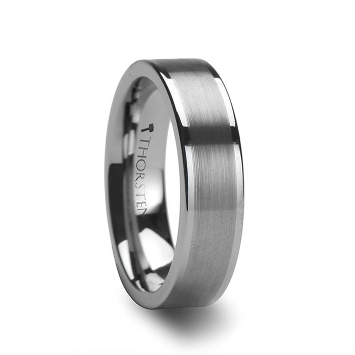 MILANA Women Tungsten Ring Flat Brushed Center Finish - 4mm - 6mm