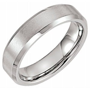 Tungsten Satin & Polished Beveled-Edge Band TAR105 - 6 mm