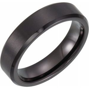 Black PVD Tungsten Beveled Edge Band TAR105B - 6 mm