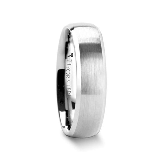 POLARIS Domed Brushed Finish Tungsten Ring with Polished Bevels - 6mm & 8mm