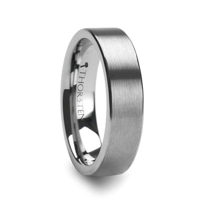 MERCURY Flat Brushed Finish Tungsten Wedding Ring - 4mm - 12mm