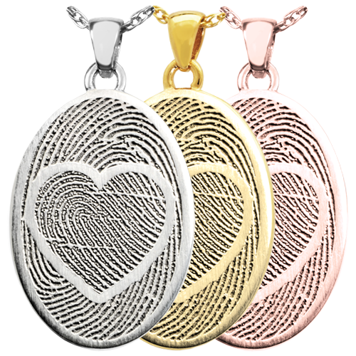 Oval Jewelry with 2 Married Fingerprints Pendant