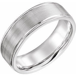 14K White Grooved Band 51416 - 6 mm