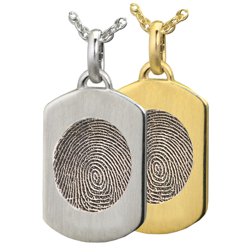 Petite Dog Tag with Fingerprint Pendant
