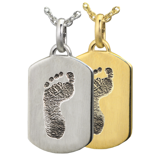 Petite Dog Tag with Footprint Pendant