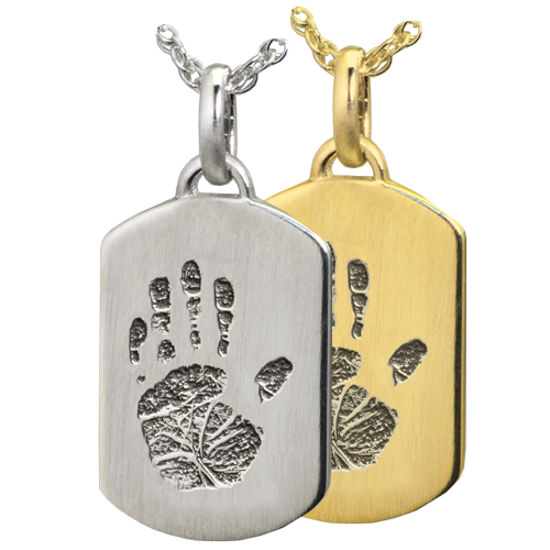 Petite Dog Tag with Handprint Pendant