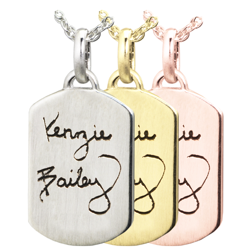 Petite Dog Tag Handwriting Pendant