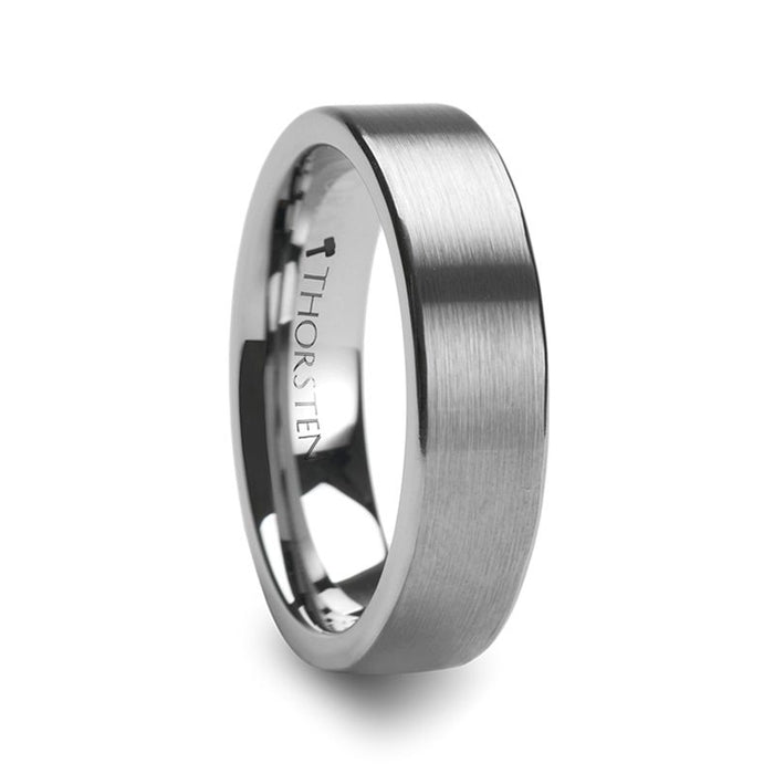 MESSALINA Flat Brushed Finish Tungsten Carbide Wedding Band - 4 mm - 6 mm