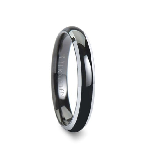 ESPRIT Domed Black Tungsten Ring with Polished Beveled Edges - 4 mm - 6 mm