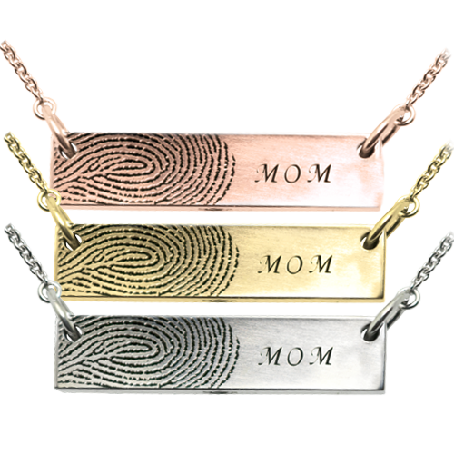 Personalized Bar Pendant Horizontal - Fingerprint Necklace or Bracelet