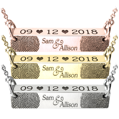 Personalized Bar Pendant Horizontal - Wedding/Anniversary Necklace or Bracelet