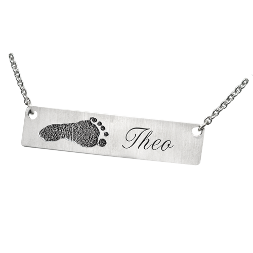 Personalized Bar Pendant Horizontal Footprint Necklace or Bracelet