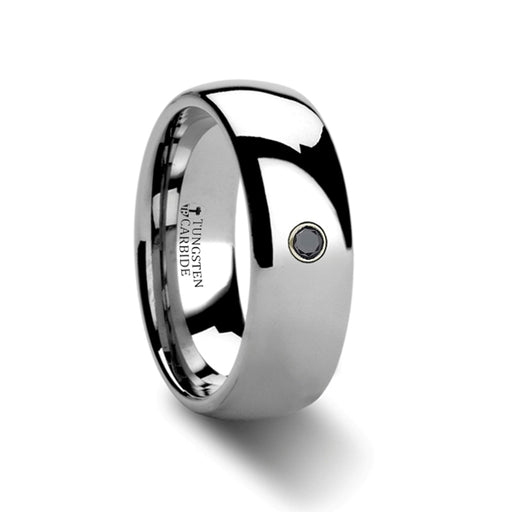 BRISBANE Rounded Black Diamond Tungsten Carbide Ring - 6mm & 8mm