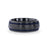 PATROL Black Titanium Carved Diagonal Pattern Brushed Finish Men’s Wedding Ring with Blue Milgrain Grooves - 8mm
