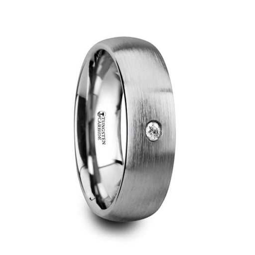 PEGASUS Brushed and Domed Tungsten Carbide Wedding Ring with White Diamond - 6mm & 8mm