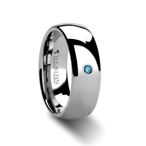 BUCKINGHAM Domed Blue Diamond Tungsten Carbide Ring - 8mm