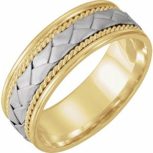 14K Yellow & White Woven-Design Band 50985 - 8 mm