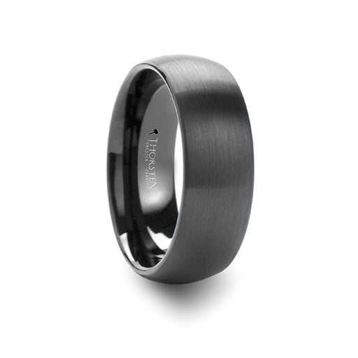 RAIDER Domed Brush Finished Black Tungsten Wedding Band - 4mm - 12mm