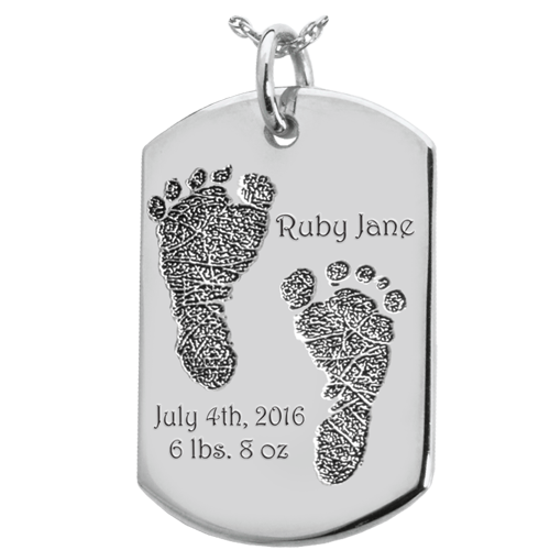 Baby 2 Footprints on Dog Tag Flat Charm