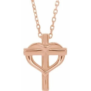 Youth Cross with Heart 15" Necklace or Pendant R45399