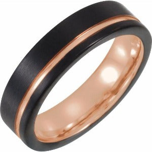 Black & 18K Rose Gold PVD Tungsten Band Size TAR51907 - 6 mm - 8 mm