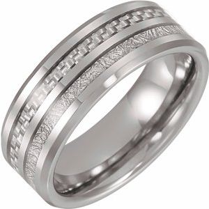 Tungsten Band with Imitation Meteorite & Carbon Fiber Inlay TAR51912 - 8 mm