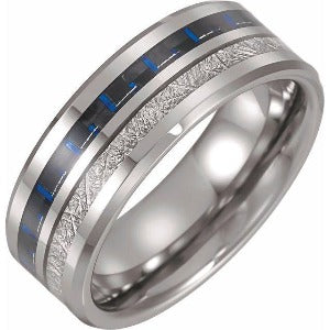 Tungsten Band with Imitation Meteorite & Carbon Fiber Inlay TAR51919 - 8 mm