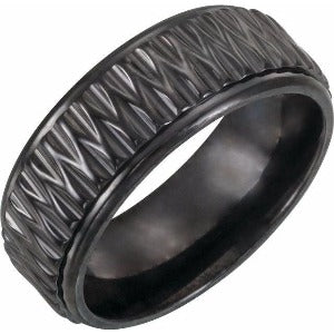 Black Titanium Patterned Band T51899 - 8 mm