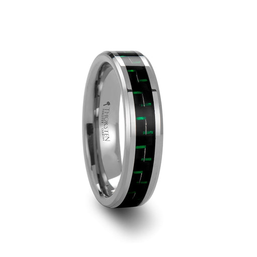 ATRONIUS Tungsten Carbide Ring with Black & Green Carbon Fiber Inlay - 6mm - 10mm