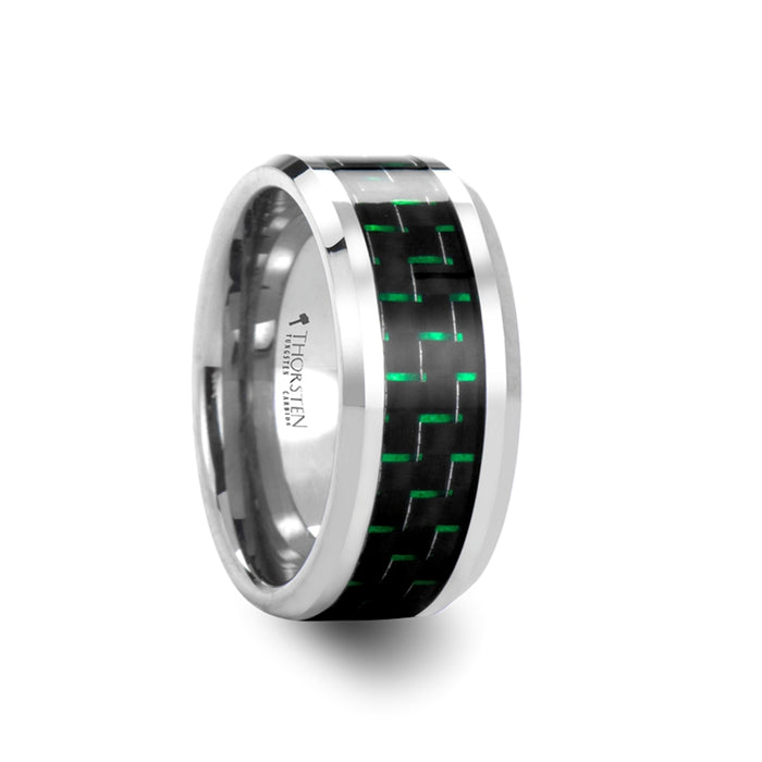 ATRONIUS Tungsten Carbide Ring with Black & Green Carbon Fiber Inlay - 6mm - 10mm