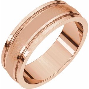 Flat Edge Band with Satin Finish & Milgrain 51538 - 4 mm - 8 mm