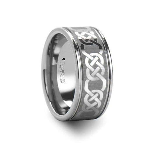 BOSTON Celtic Laser Engraved Tungsten Wedding Band - 10 mm