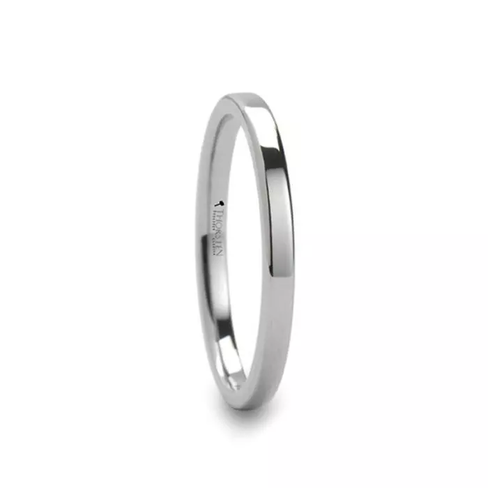 MESA Flat Style White Tungsten Ring for Women - 2 mm