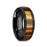 ZERRA Black Ceramic Polished Finish Men’s Domed Wedding Ring with Zebra Wood Inlay - 8mm
