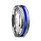 LAWSON Men’s Beveled Edges White Tungsten Brushed Finish Wedding Ring with Blue Stripe - 8mm