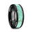 PIETRO Men’s Polished Black Ceramic Wedding Band with Light Blue Turquoise Stone Inlay & Polished Beveled Edges - 8mm