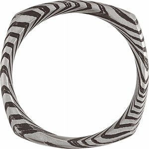 Damascus Steel Patterned Square Band STST52048 - 8 mm