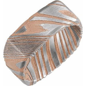 Damascus Steel Patterned Square Band STST52049 - 8 mm